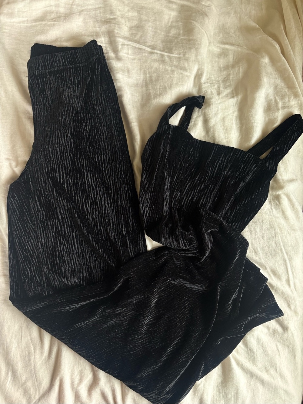 Naked Wardrobe Velvet-Texture Pants Set